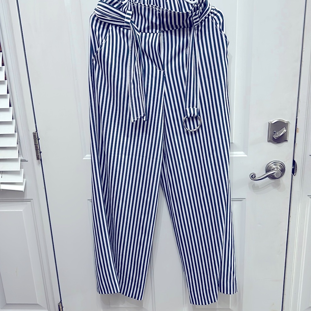 Belted wide leg pant